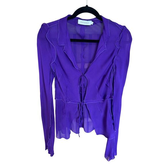 NWOT Rat And Boa Aphrodite Blouse Ruffle Semi Sheer Top In Purple Size Small - Picture 7 of 15
